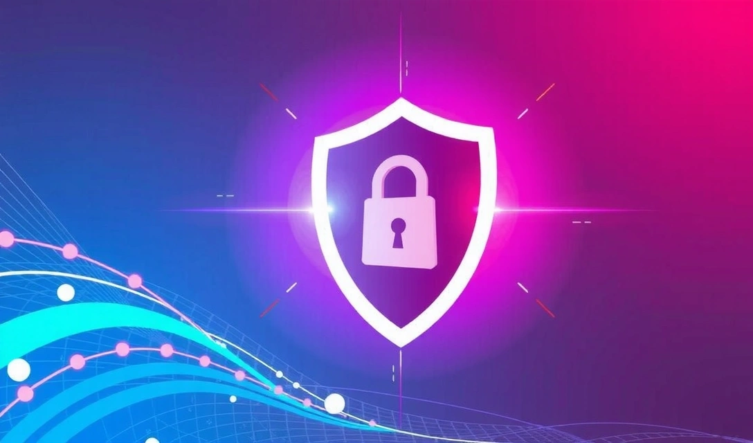 Illustration of digital privacy and data protection with a shield icon